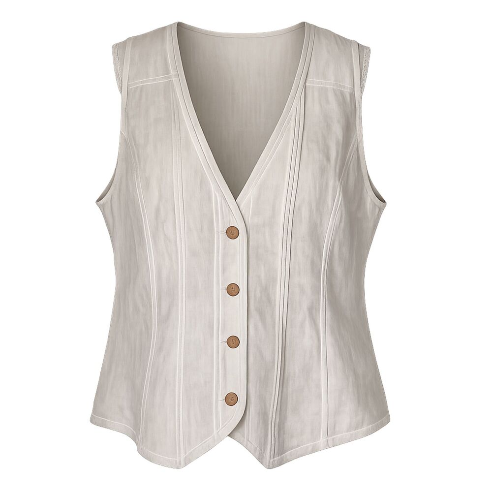COLDWATER CREEK LINEN AND LACE CASUAL DANITY WESTERN FEMININE BOHO INSPIRED VEST